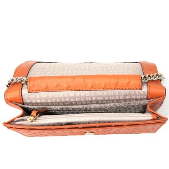 Kate Spade ♠️ NWT Orange Ostrich Crossbody Bag - Picture 4 of 4